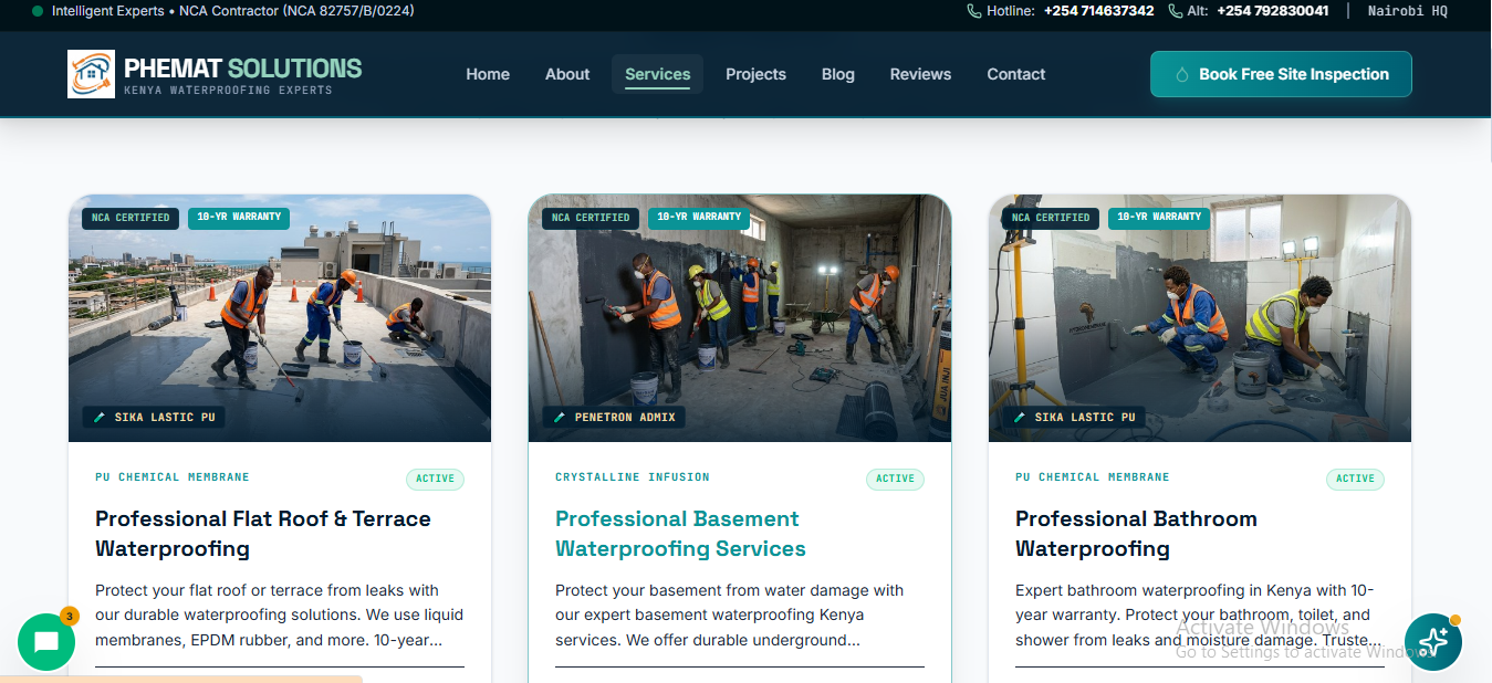 Construction Website Development - Phemat Solutions Ltd screenshot 1